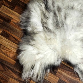 XXL ÖKO Island Schaffell weiß schwarzbraun geflammt 125x80 #8640