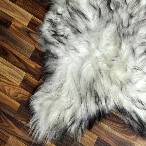 XXL ÖKO Island Schaffell weiß schwarzbraun geflammt 120x70 #8641