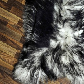 XXXL ÖKO Island Schaffell weiß schwarzbraun geflammt 130x80 #8656