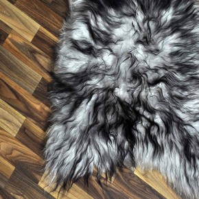 Island Schaffell grau schwarz geflammt 100x65 Krampus #8754