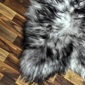 Island Schaffell grau schwarz geflammt 100x60 Krampus #8773