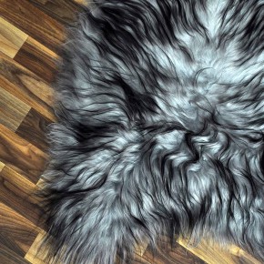 Island Schaffell grau schwarz geflammt 100x65 Krampus #8778