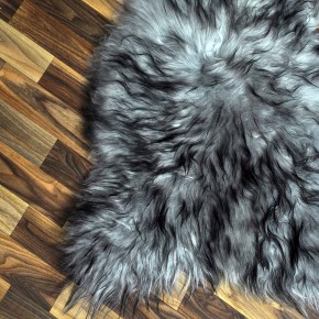 Island Schaffell grau schwarz geflammt 95x65 Krampus #8779