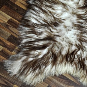 XXXL ÖKO Island Schaffell weiß braun geflammt 135x80 Teppich #8842