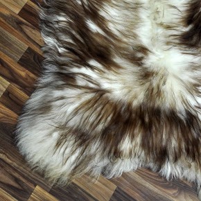 XXXL ÖKO Island Schaffell weiß braun geflammt 130x80 Teppich #8845