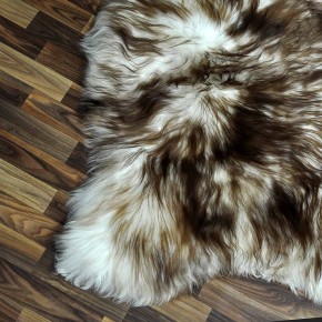 XXXL ÖKO Island Schaffell weiß braun geflammt 130x80 Teppich #8848