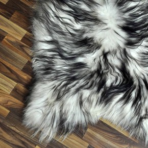 XXXL ÖKO Island Schaffell weiß schwarzbraun geflammt 130x80 #8850