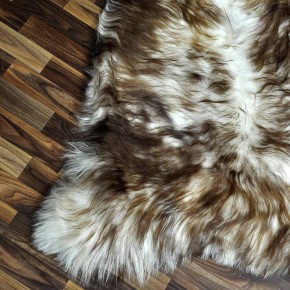 XXXL ÖKO Island Schaffell weiß braun geflammt 130x80 Teppich #8851