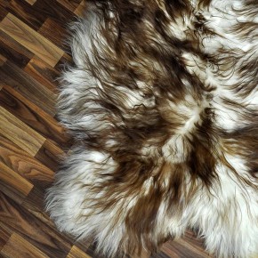 XXXL ÖKO Island Schaffell weiß braun geflammt 135x80 Teppich #8854