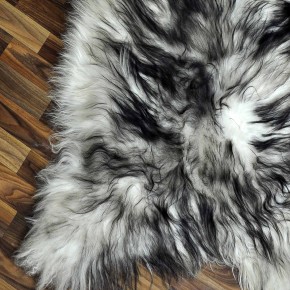 XXXL ÖKO Island Schaffell weiß schwarzbraun geflammt 130x80 #8857