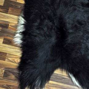 XXXL ÖKO Island Schaffell schwarzbraun weiß 135x80 Lammfell #8907