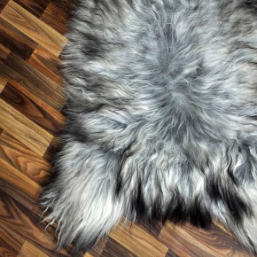 XXXL ÖKO Island Schaffell grau schwarzbraun 130x80 groß Teppich#9112
