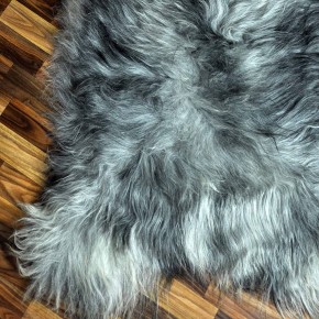 XXXL ÖKO Island Schaffell grau schwarzbraun 135x80 groß Teppich#9114