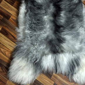 XXXL ÖKO Island Schaffell grau schwarzbraun 130x80 groß Teppich#9115