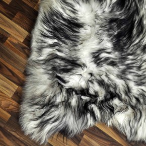 XXXL ÖKO Island Schaffell weiß schwarz geflammt 130x80 #9549