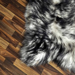 XXL ÖKO Island Schaffell weiß schwarz geflammt 120x75 #9552