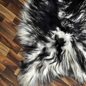 XXL ÖKO Island Schaffell weiß schwarz geflammt 125x80 #9554