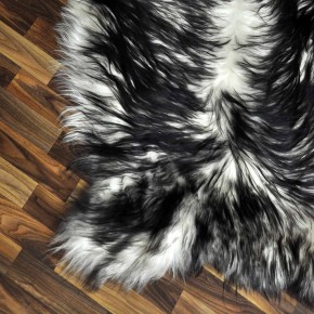 XXL ÖKO Island Schaffell weiß schwarz geflammt 125x75 #9558