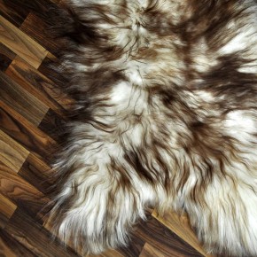 XXXL ÖKO Island Schaffell weiß braun geflammt 130x75 Teppich #9573