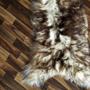 XXL ÖKO Island Schaffell weiß braun geflammt 120x70 #9577