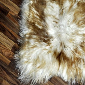 XXL ÖKO Island Schaffell weiß braun geflammt 125x75 #9592