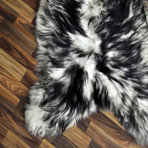XXXL ÖKO Island Schaffell weiß schwarz geflammt 130x80 #9612