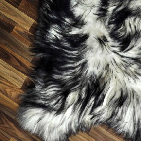 XXXL ÖKO Island Schaffell weiß schwarz geflammt 130x80 #9619