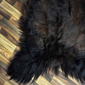 XXXL ÖKO Island Schaffell schwarz braun geflammt 130x80 Feuer Kamin #9647