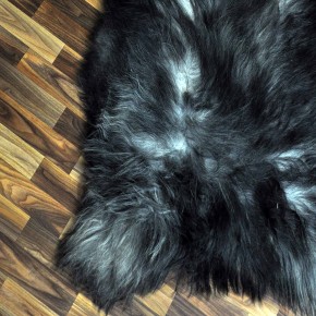 XXXL ÖKO Island Schaffell grau schwarzbraun 140x90 rustikal #9673
