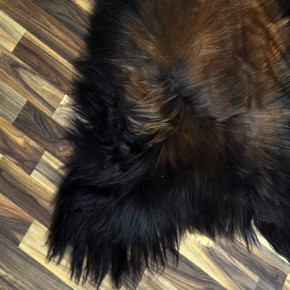 XXL ÖKO Island Schaffell schwarz braun geflammt 120x75 Feuer Kamin #9721