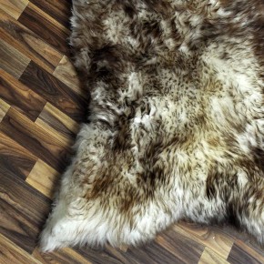 XXXL ÖKO Schaffell Lammfell weiss braun geflammt 135x85 Sheepskin #9740
