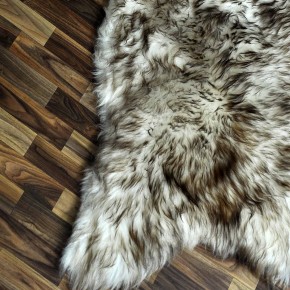 XXXL ÖKO Schaffell Lammfell weiss braun geflammt 140x80 Mufflon #9747