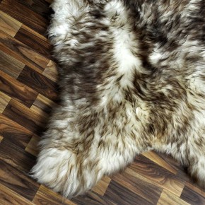 XXXL ÖKO Schaffell Lammfell weiss braun geflammt 140x80 Mufflon #9749