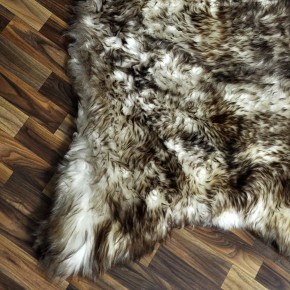 XXXL ÖKO Schaffell Lammfell weiss braun geflammt 135x95 Mufflon #9754