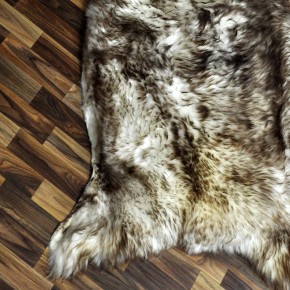 XXXL ÖKO Schaffell Lammfell weiss braun geflammt 140x85 Mufflon #9755