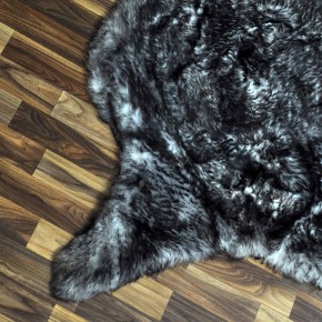 XXXL ÖKO Schaffell Lammfell grau schwarz geflammt 130x80 riesig #9765