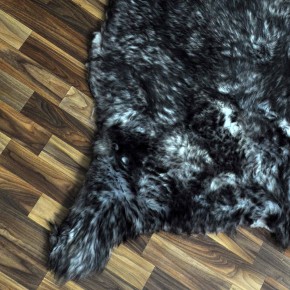 XXL ÖKO Schaffell Lammfell grau schwarz geflammt 125x80 Pelz #9768