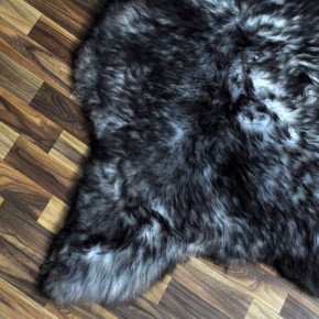 XXXL ÖKO Schaffell Lammfell grau schwarz geflammt 130x85 riesig #9773