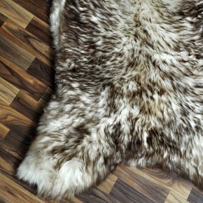 XXXL ÖKO Schaffell Lammfell weiss braun geflammt 135x90 Mufflon #9781