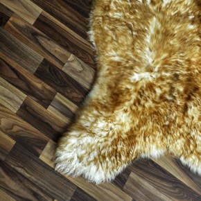 XL ÖKO Schaffell Lammfell weiss braun geflammt 115x70 Mufflon #9814