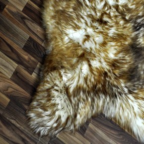 XXL ÖKO Schaffell Lammfell weiss braun geflammt 120x75 Mufflon #9820