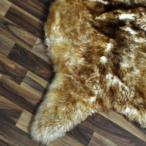 XL Schaffell Lammfell weiß braun geflammt 105x70 Katzenbett #9876