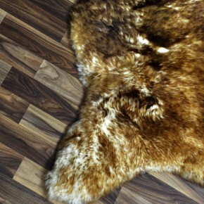 XL Schaffell Lammfell weiß braun geflammt 110x65 Katzenbett #9881