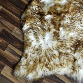 Schaffell Lammfell weiß braun geflammt 100x65 Katzenbett #9885