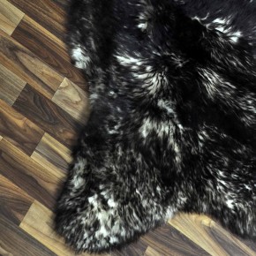 Echtes Schaffell Lammfell weiss schwarzbraun geflammt 110x70 #9907