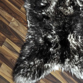Echtes Schaffell Lammfell weiss schwarzbraun geflammt 110x70 #9913